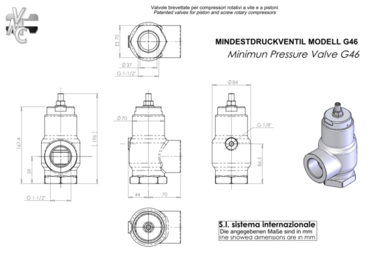 VMC Zawór minimalnego ciśnienia G46 1-1/2'' art. 220.2300
