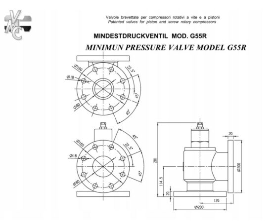 Zawór minimalnego ciśnienia G55R/ MINIMUN PRESSURE VALVE G55R art. 220.1420