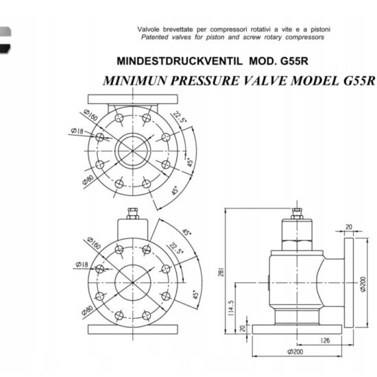 Zawór minimalnego ciśnienia G55R/ MINIMUN PRESSURE VALVE G55R art. 220.1420